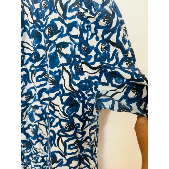APIECE APART Blue White Floral Cotton Las Alturas Mini Dress Size Medium - Picture 12 of 16